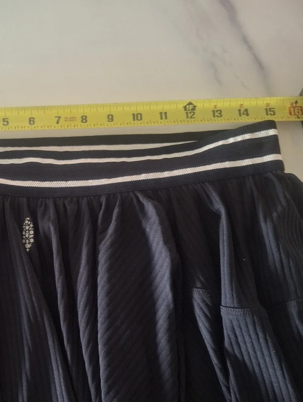 Free People NwtBlack Pleated Skirted Athletic Shorts with Striped Waistband